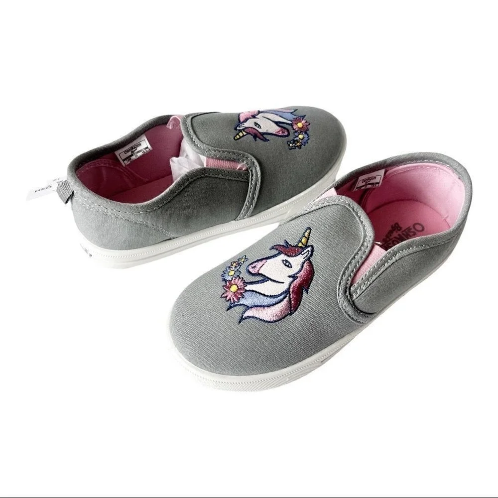 Oshkosh B'gosh Maeve Light‎ Gray Unicorn Slip On Shoes